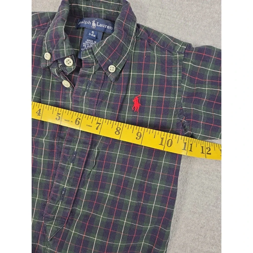 Ralph Lauren Baby Boy 3-6 Months Plaid Romper Jumpsuit Blue Green Pony Logo